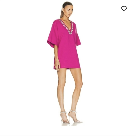 $795 AREA V-neck Crystal T-shirt Holiday Party Dress Size M -  veloxcontactcenter.com.br